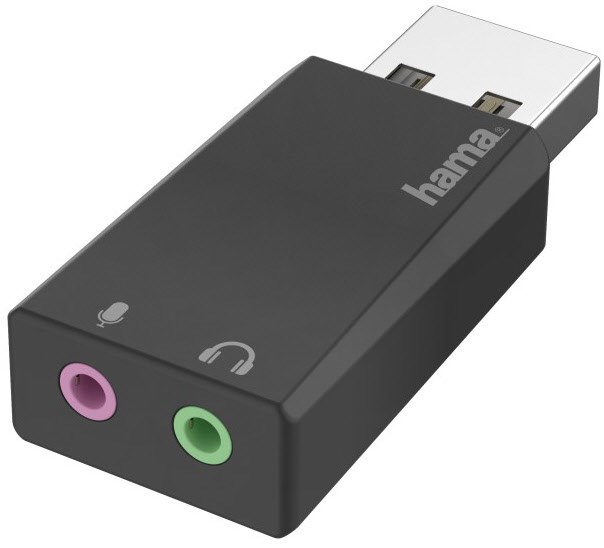 Stereo USB-Soundkarte USB-Stecker>2x 3,5-mm-Buchse schwarz