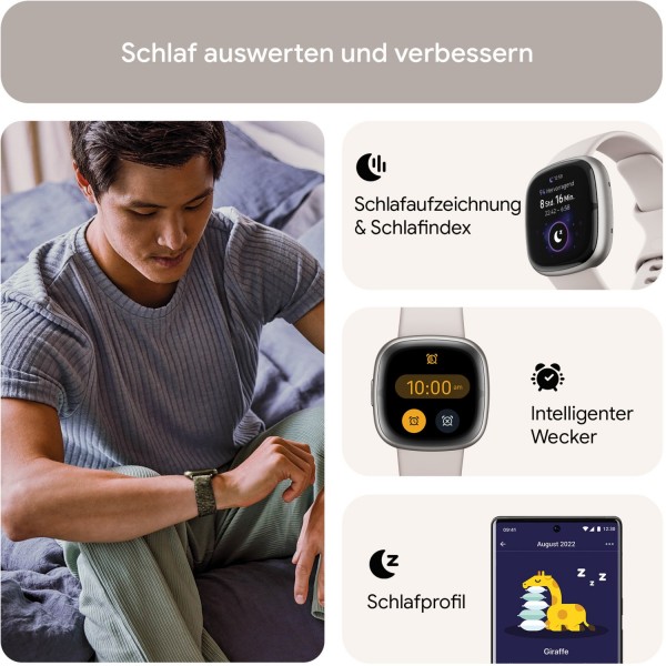 Fitbit Sense 2 Smartwatch lunar white/platinum | EURONICS