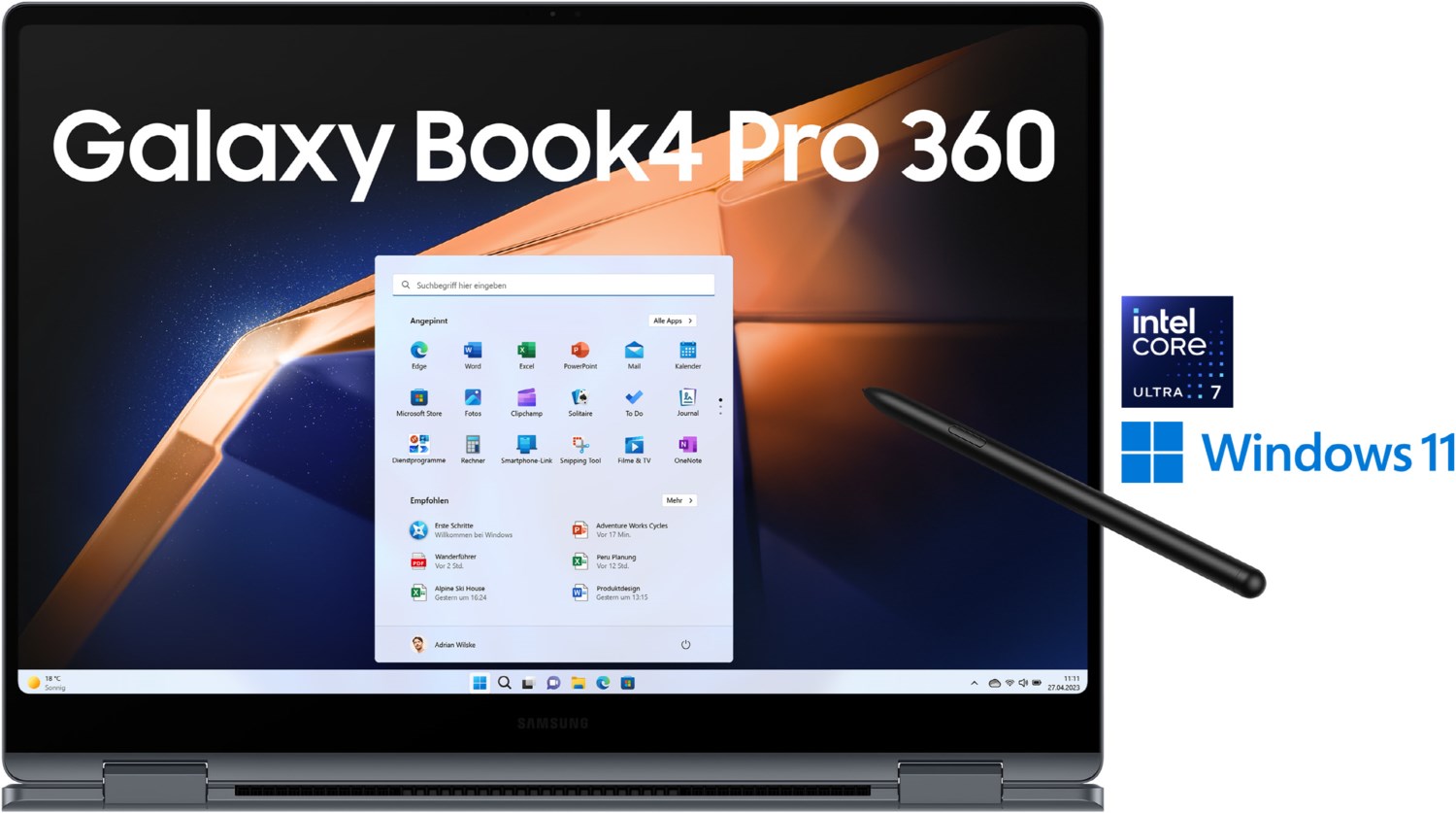 Galaxy Book4 Pro 360 NP960QGK-KG2DE 40,62 cm (16) 2 in 1 Convertible-Notebook moonstone gray