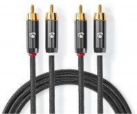 CATB24200GY20 Stereo-Audiokabel 2x Cinch-Stecker>2x Cinch-Stecker (2m) stahlgrau