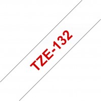 TZE 132 12mm (8m) Schriftband rot/transparent