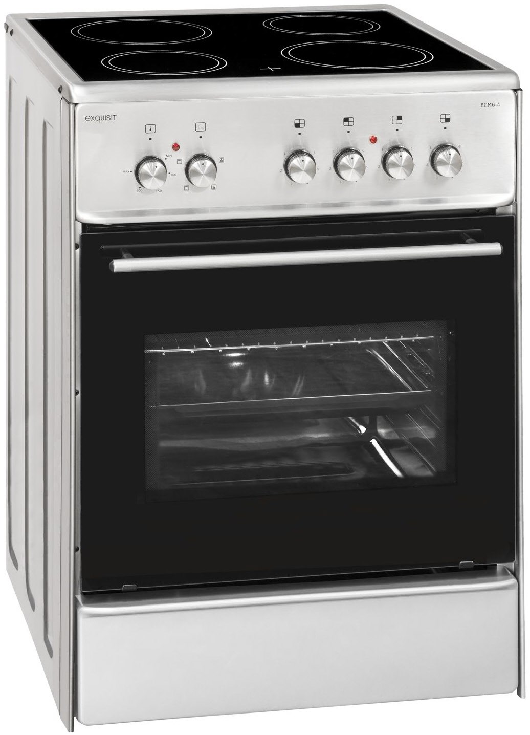 ECM 6-4 Elektroherd mit Glaskeramikfeld edelstahl, 61 l, 60 cm breit, A, 4 Kochzonen