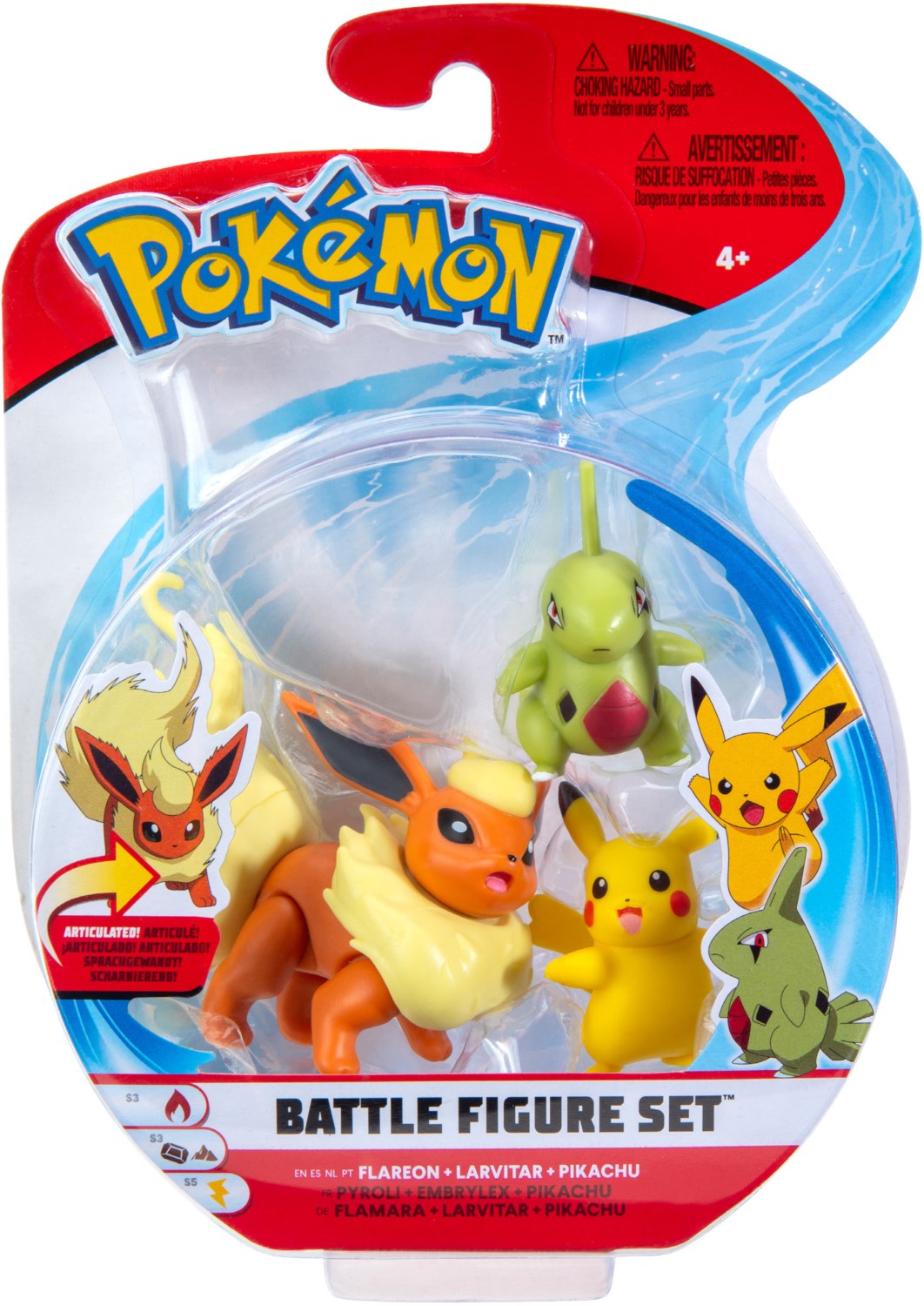 Pokémon Battle Figur Set Pikachu/Larvitar/Flamara