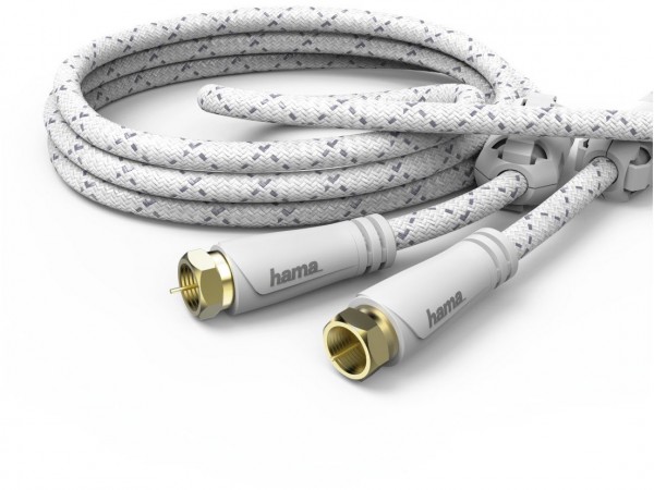 SAT-Anschlusskabel 120dB (5m) F-Stecker>F-Stecker weiß