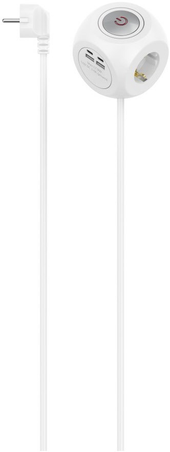 Steckdosenwürfel 3-fach (1,4m) mit Schalter weiß