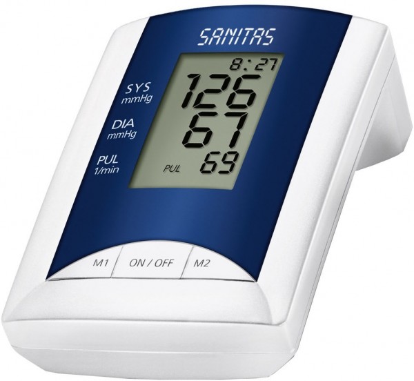 SANITAS SBM 20 Oberarm-Blutdruckmessgerät weiß/blau | EURONICS