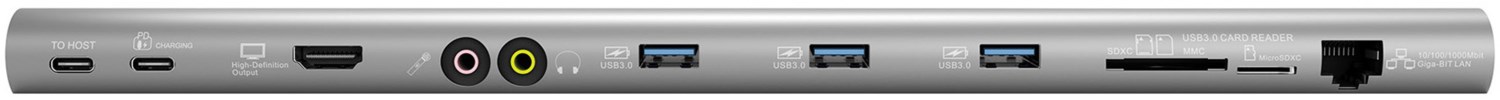 Connect C6 USB Type-C Adapter mit HDMI, 3,5mm, 3x USB 3.0, RJ45 aluminium