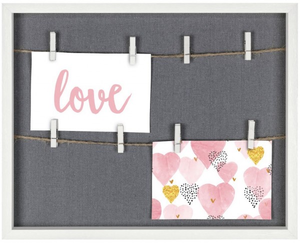 Bilderrahmen Muro 29,5x36,5cm mit Schnur und Klammern weiß