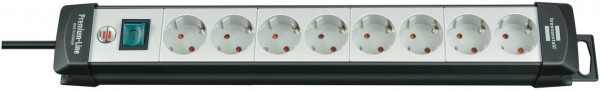 Premium-Line Steckdosenleiste 8-fach (5m) mit Schalter schwarz/grau