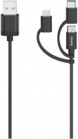 3in1 Micro-USB-Kabel (0,75m) inkl. Adapter auf USB-C & Lightning schwarz