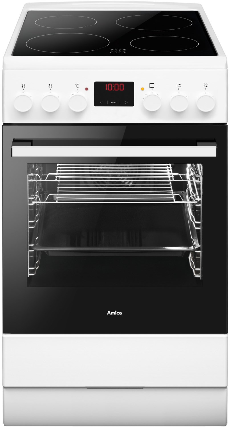 SHC 913 011 W Elektroherd mit Glaskeramikfeld weiß, 65 l, schnelles Vorheizen, 60 cm breit, A, 4 Kochzonen