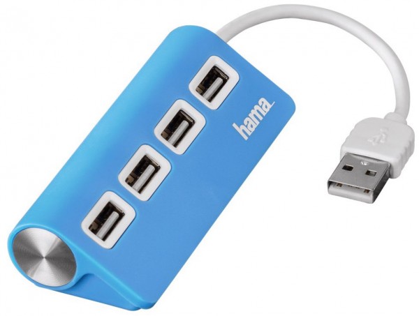 USB-2.0-Hub 1:4 Bus-powered blau