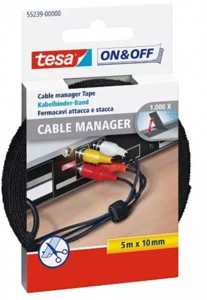 ON&amp;OFF Cable Manager Klett Kabelbinder schwarz