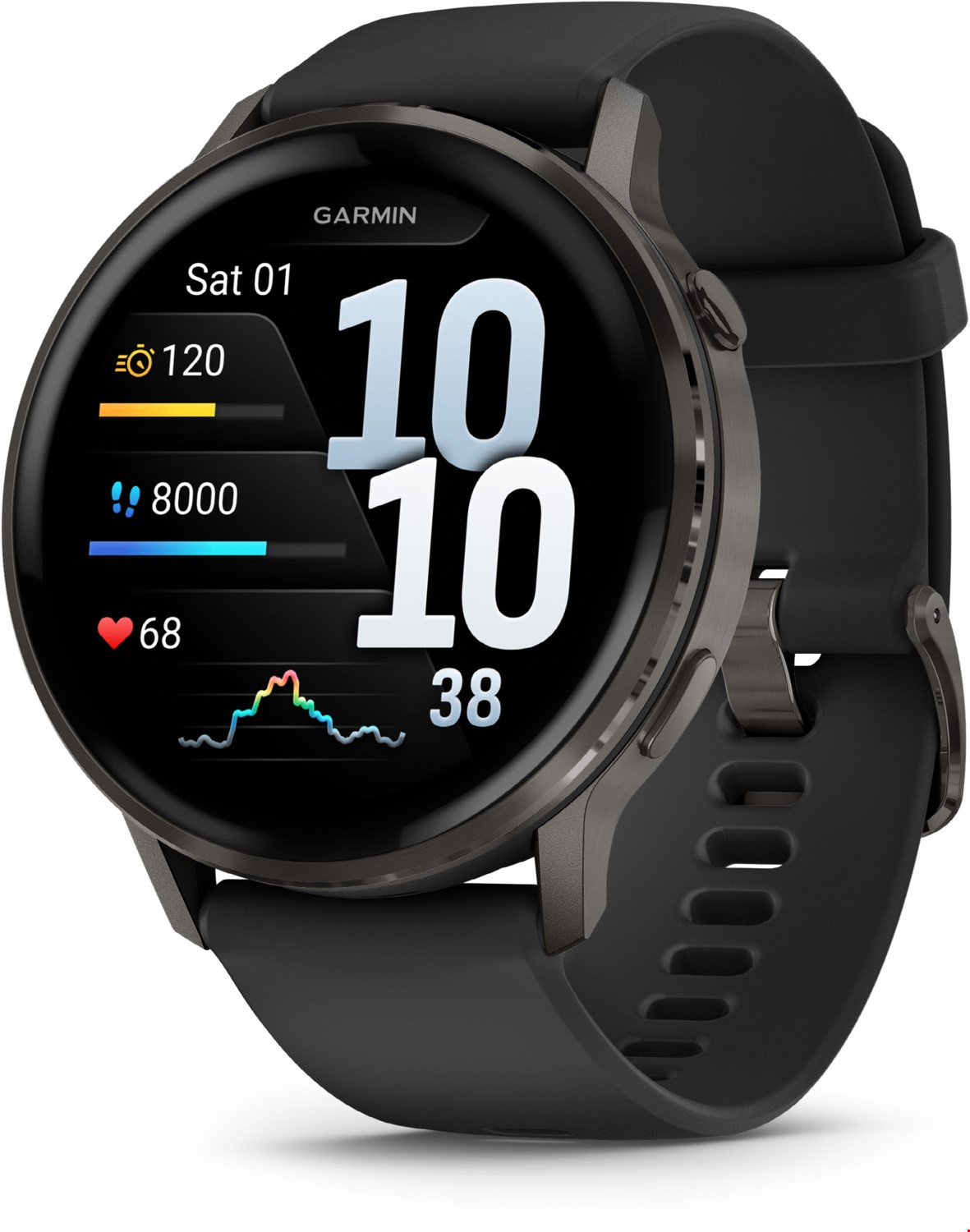 Image of Venu® 4 (45mm) Fitness-Smartwatch mit Silikon-Armband (22mm) schwarz/schiefergrau