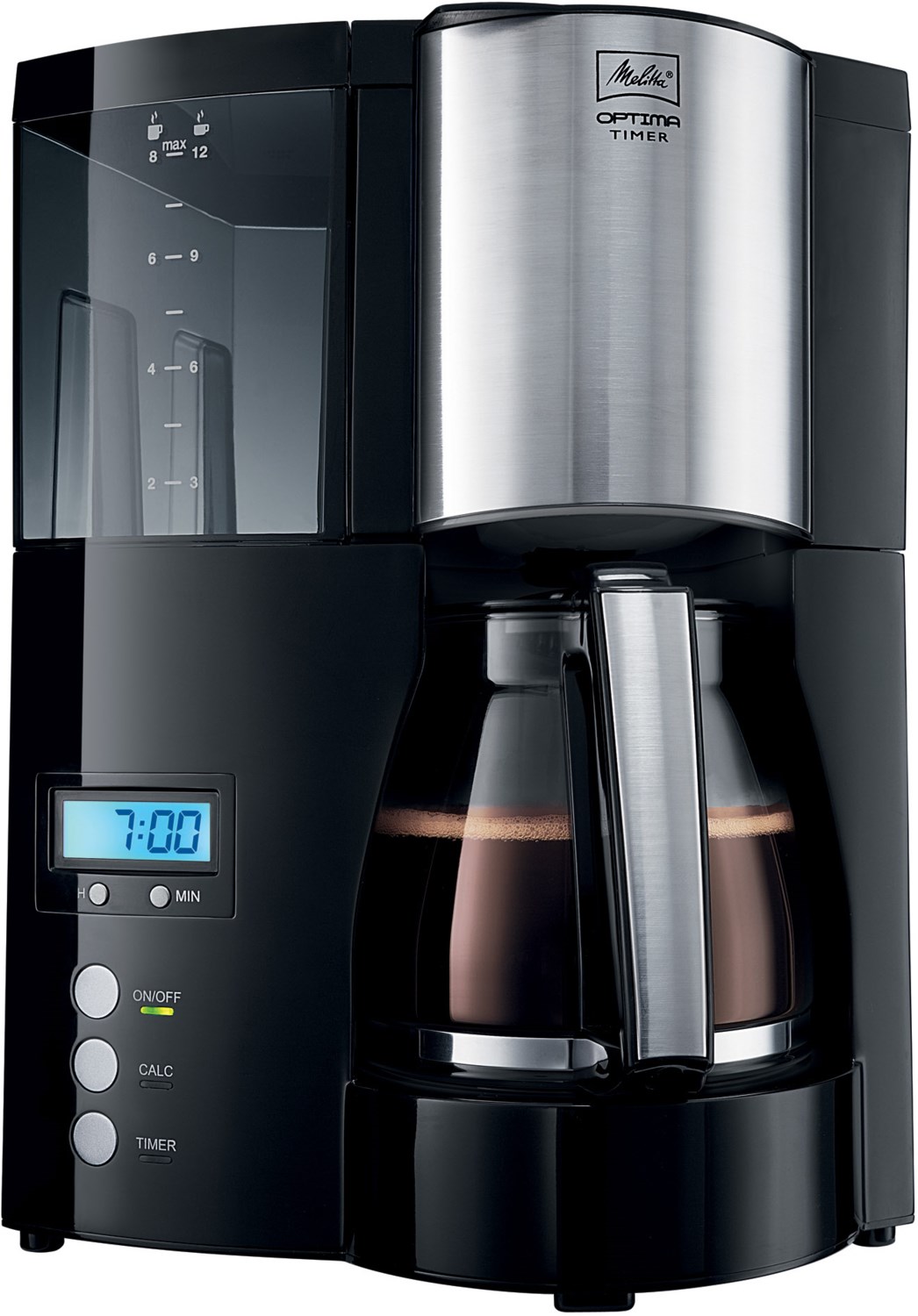 Optima Timer 100801 Filter-Kaffeemaschine schwarz/edelstahl
