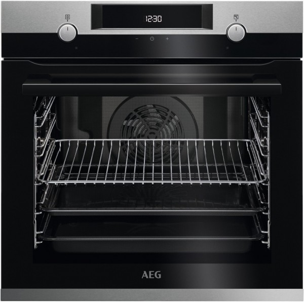 BEE43502BM Einbaubackofen Edelstahl mit Antifingerprint, 72 l, Pizza-Stufe, Heißluftgrill, 59,4 cm breit, A+