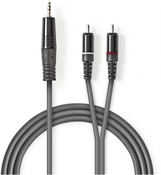 COTH22200GY30 Stereo-Kabel (3m) 3,5-mm-Stecker>2x Cinch-Stecker grau