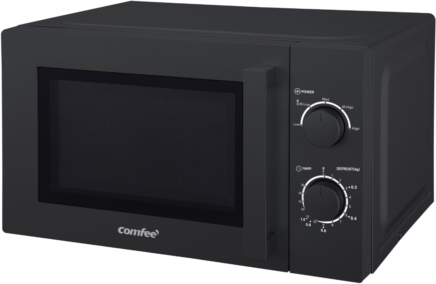 Comfee CMSN 20 si magnetron, solo-magnetron met 5 standen, binnenverlichting, easy derost, 360° draaiplateau, twee draaiknoppen, 20 l/700 W, zilver