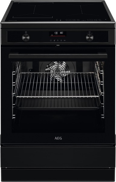 CIB6490APB Stand-Elektroherd mit Induktionsfeld matt schwarz, 73 l, Pizza-Stufe, Heißluftgrill, pyrolytische Selbstreinigung, 59,6 cm breit, A+