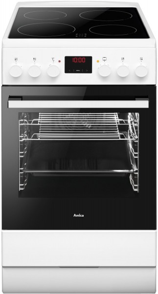 SHC 903 032 W Elektroherd mit Glaskeramikfeld weiß, 65 l, Pizza-Stufe, schnelles Vorheizen, 50 cm breit, A, 4 Kochzonen