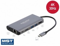 USB 3.1 Type-C 4K Dockingstation HDMI/DP/USB 3.0/SD/LAN/PD 3.0 grau