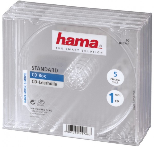 CD-Box/ Leerhüllen 5er Set transparent