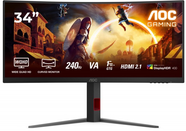CU34G4Z 86 cm (34") Gaming Monitor schwarz/rot, Ultrawide (3440x1440), 0,3 ms Reaktionszeit, gebogen
