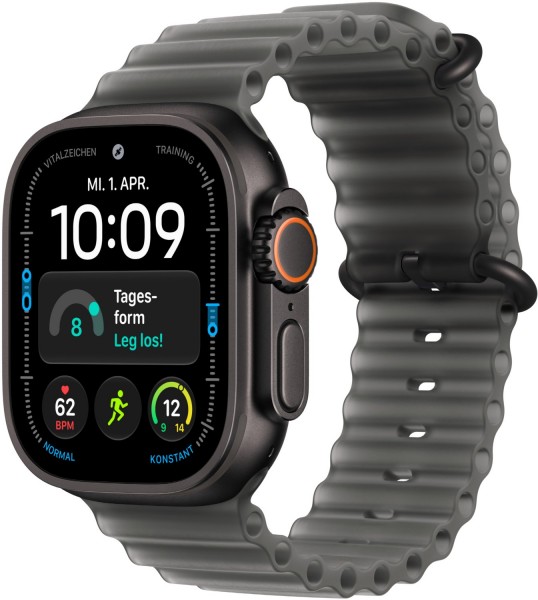 Apple Watch Ultra 4 (49mm) GPS+5G Smartwatch Titan mit Ocean Armband halbtransparent schwarz