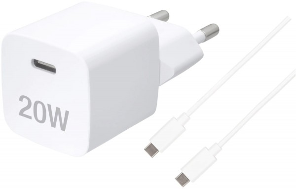USB Type-C Ladeset (20W) inkl. USB Type-C Kabel (1,2m) weiß