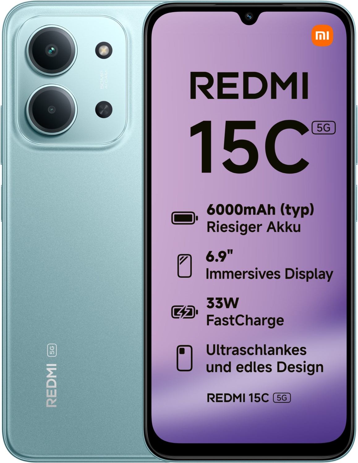 Image of Redmi 15C 5G (4GB+128GB) Smartphone mint green