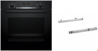 HBA517GS4 Einbaubackofen bestehend aus HBG537BB4 + HEZ538000 schwarz, 71 l, Pizza-Stufe, schnelles Vorheizen, 59,4 cm breit, A+, Serie 6