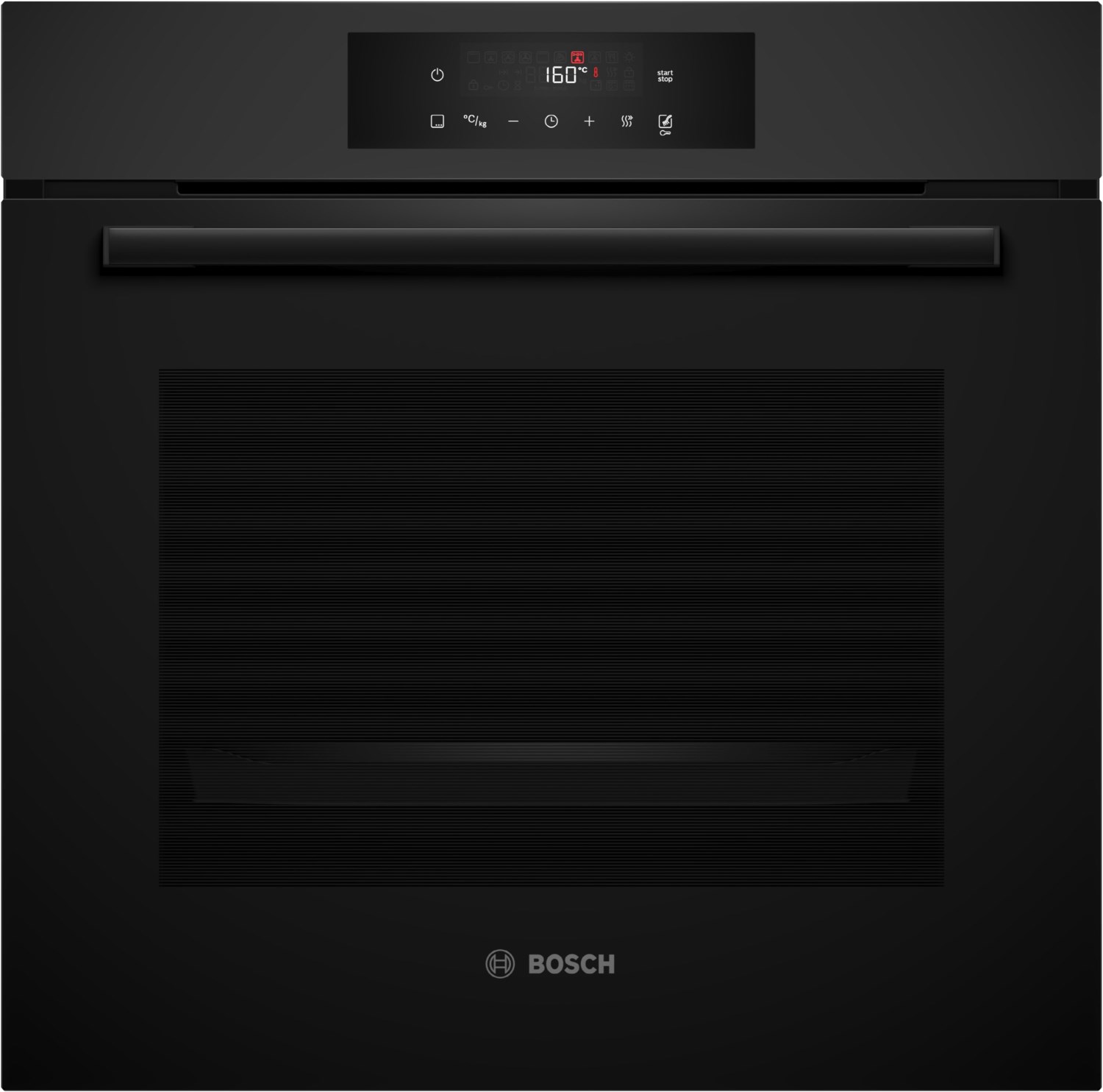 HBA572BM3 Einbaubackofen matt black, 71 l, Pizza-Stufe, schnelles Vorheizen, pyrolytische Selbstreinigung, 59,4 cm breit, A+, schwarz, Serie 4