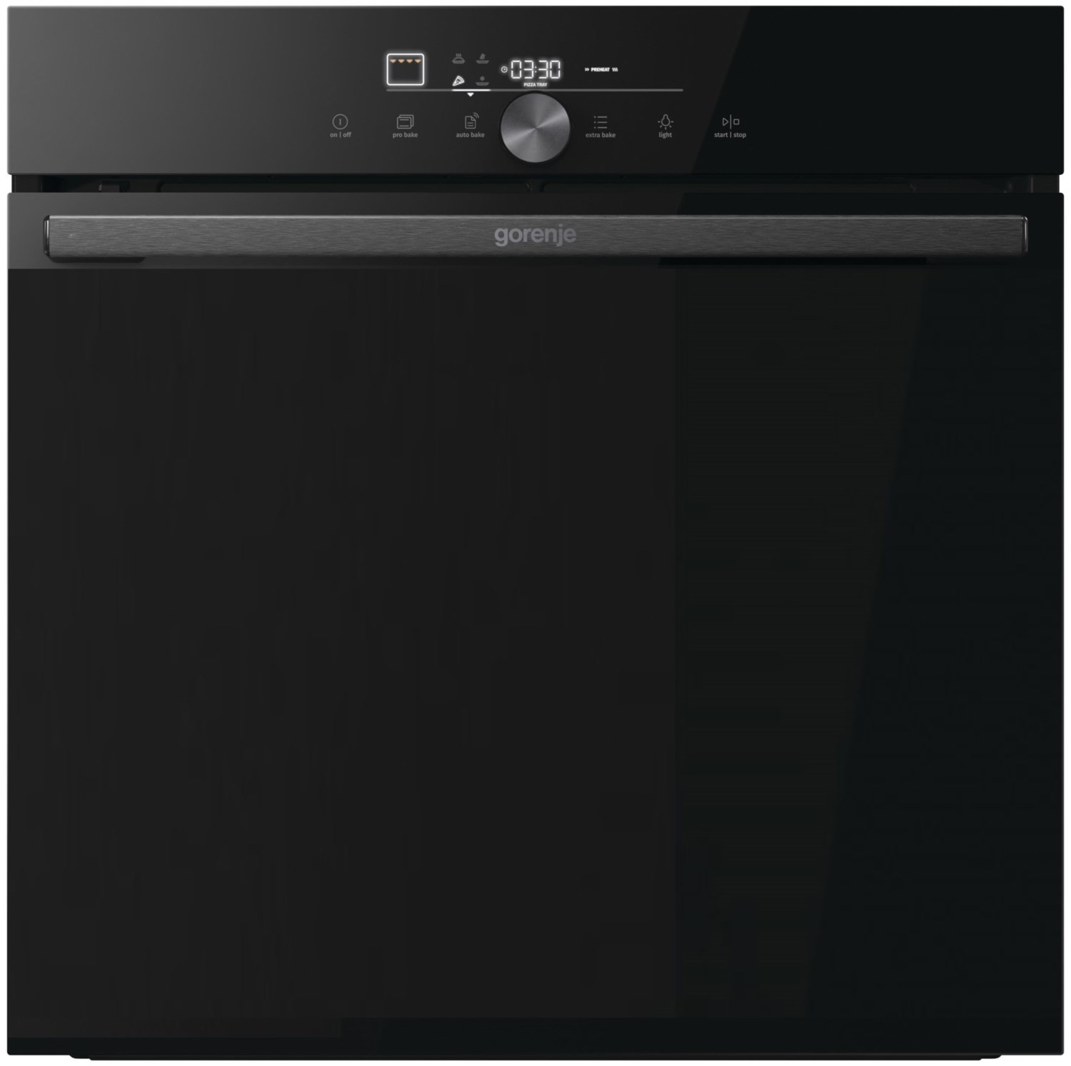 GO66E Pizza350C Einbaubackofen tiefschwarz, 77 l, Pizza-Stufe, schnelles Vorheizen, Heißluftgrill, Hefeteig-Gärstufe, WLAN