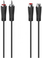 Audio-Verlängerungskabel (5m) 2 Cinch-Stecker>2 Cinch-Kupplung schwarz