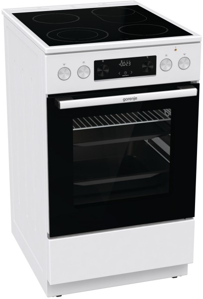 GECS5C60WPA Elektroherd mit Glaskeramikfeld weiß, 70 l, Pizza-Stufe, schnelles Vorheizen, rundum katalytische Selbstreinigungswände, 50 cm breit, A