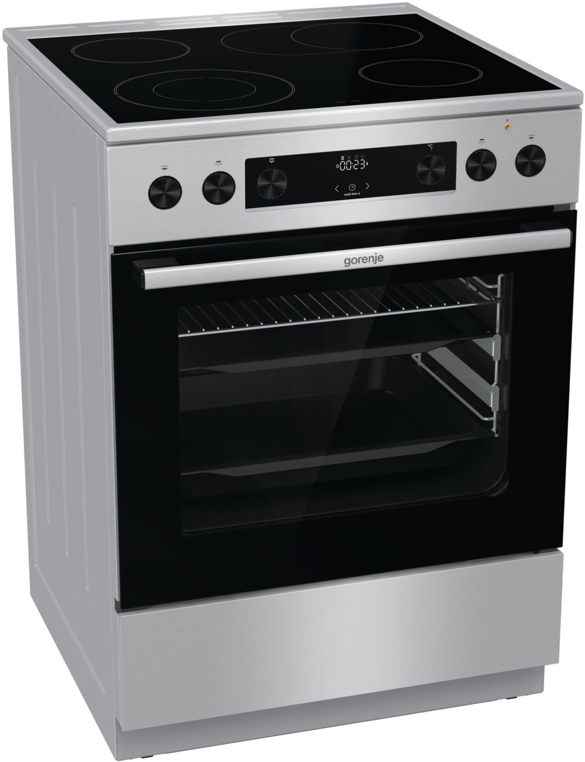 GECS6C70XPA Elektroherd mit Glaskeramikfeld edelstahl, 71 l, Pizza-Stufe, schnelles Vorheizen, Heißluftgrill, 60 cm breit, A, ADVANCED LINE