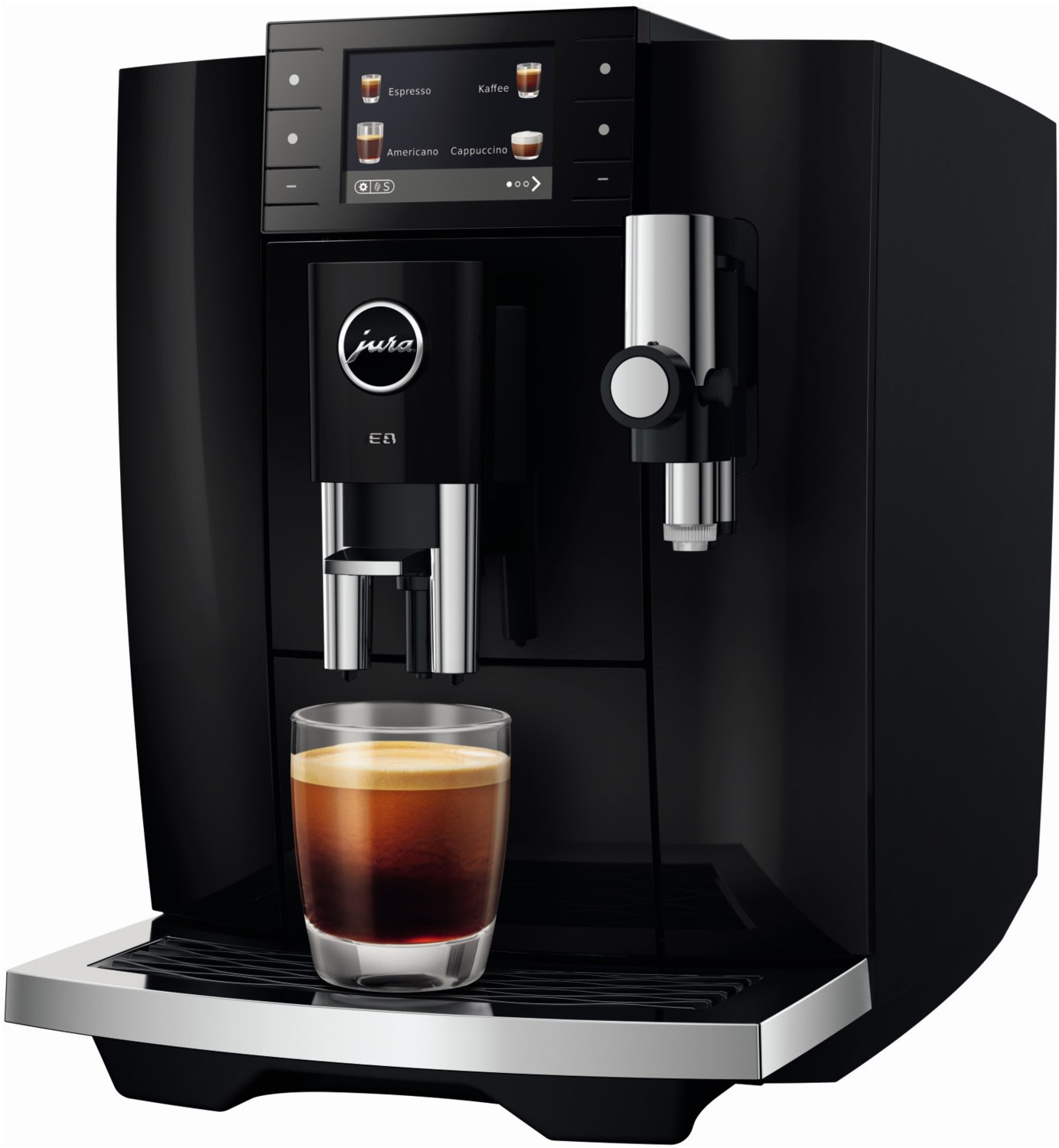 S8 Kaffee-Vollautomat Piano Black (EB), Latte Macchiato/Cappuccino, 15 bar, 1,9 l, schwarz, Apps ladbar