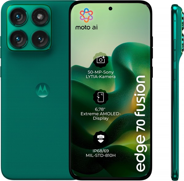 edge 70 fusion Smartphone sporting green, 256 GB Speicher, 8 GB RAM, 50 MP Kamera, 6,78 Zoll Display, 59,52 Std. Akku, Android