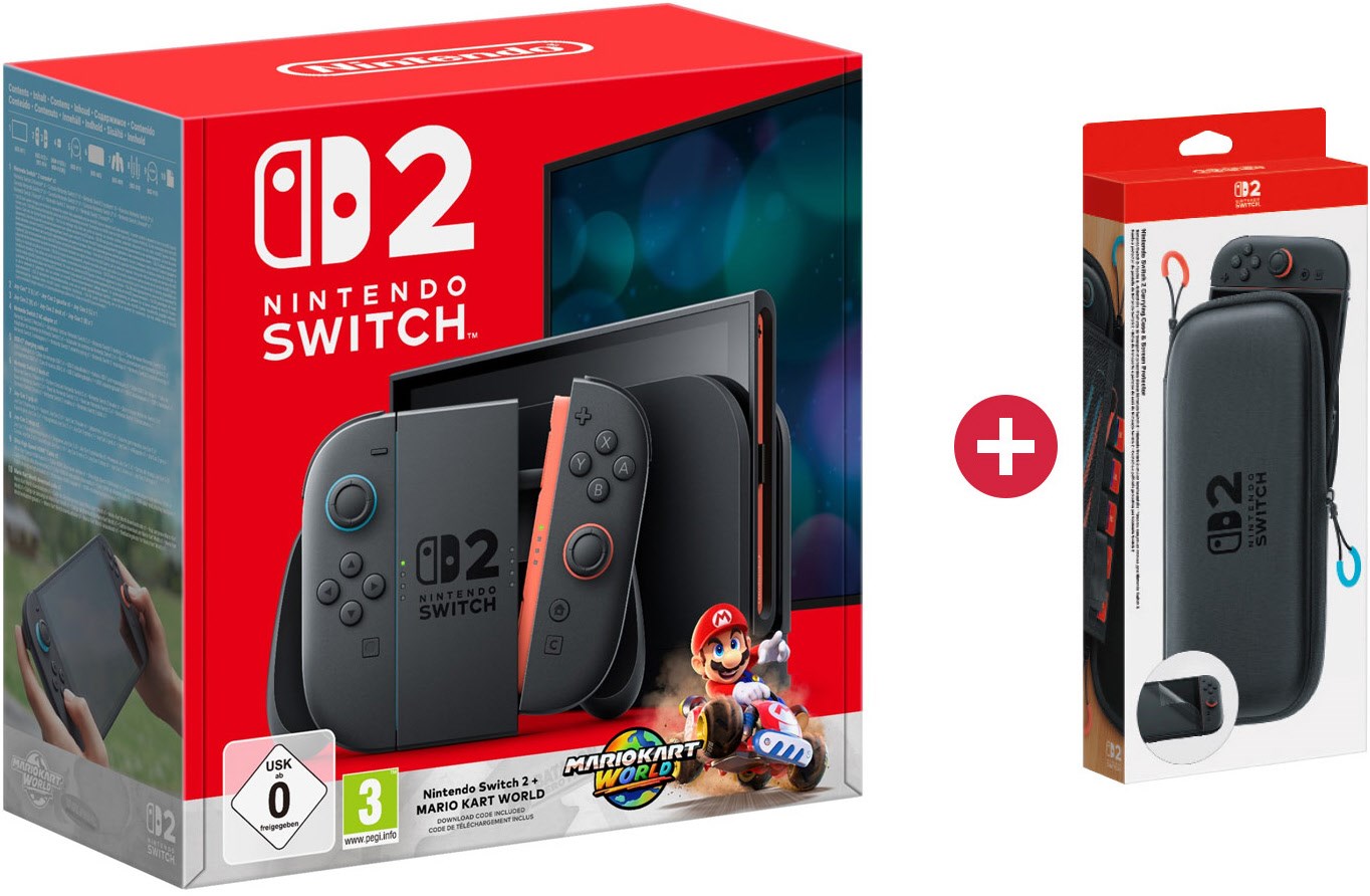 Switch 2 Konsole Bundle inkl. Mario Kart World + Dein Geschenk: Nintendo Switch 2 Tasche & Schutzfolie