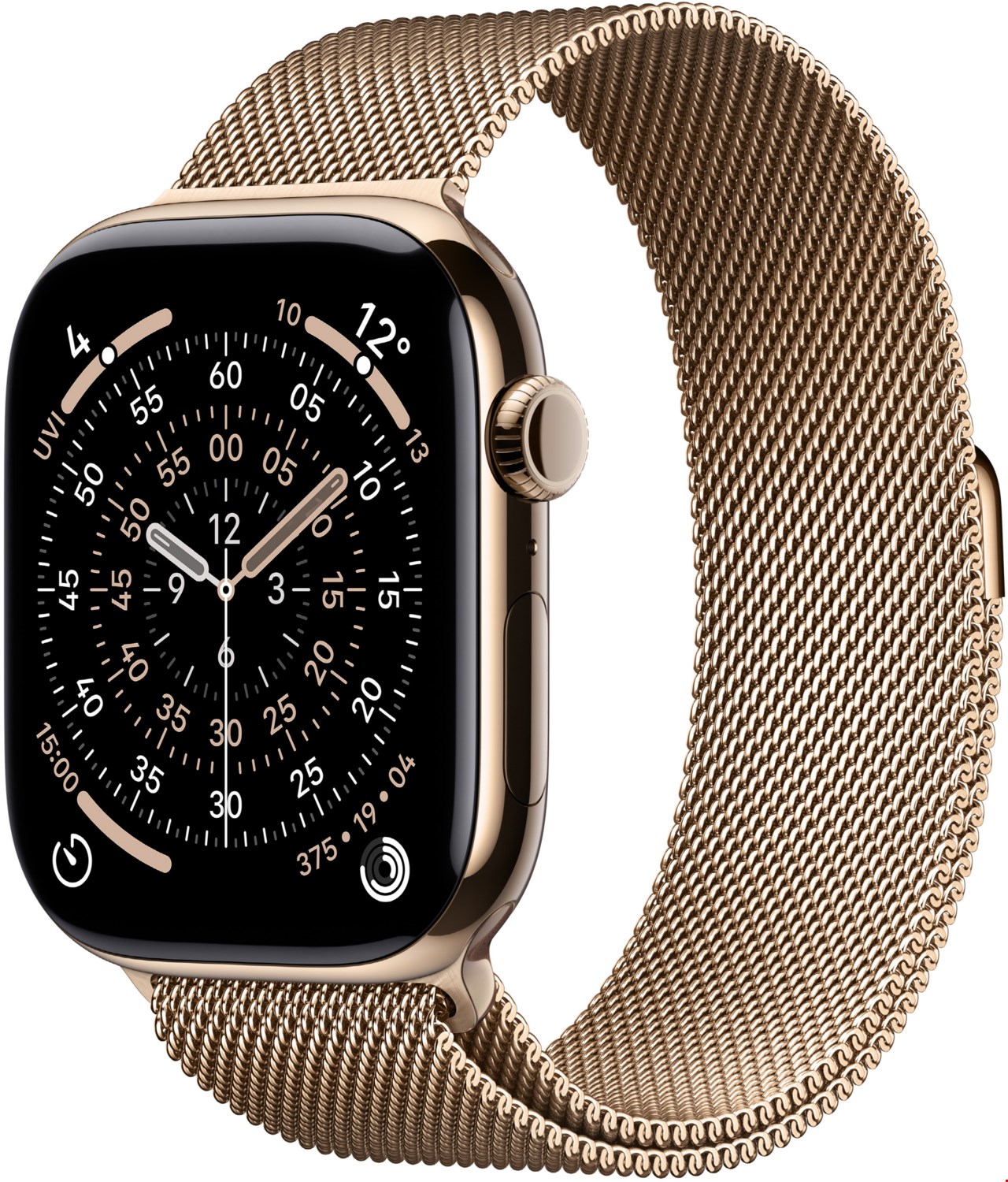 Image of Apple Watch Series 11 (46mm) GPS+5G Smartwatch Titan mit Milanaise Armband S/M gold/gold