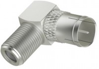 SAT-Adapter Quick-F-Stecker>F-Kupplung 90° silber