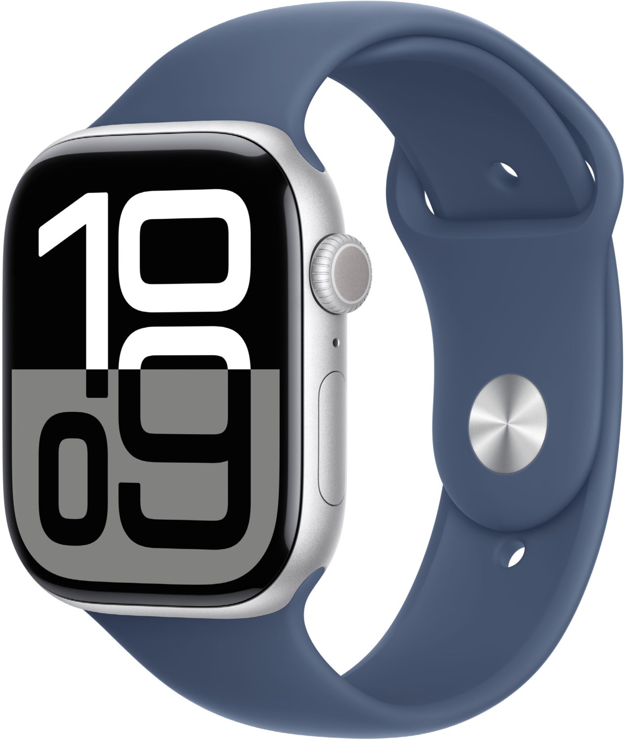 Image of Apple Watch Series 10 LTE 46mm Silver Aluminiumgehäuse mit Denim Sportarmband - M/L