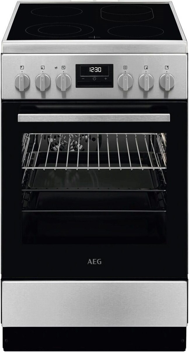 CCB544BGBM Elektroherd mit Glaskeramikfeld edelstahl/cleansteel, 57 l, Pizza-Stufe, Heißluftgrill, 50 cm breit, A, 4 Kochzonen