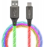 USB-A>USB Type-C Kabel (1m) mit LED-Beleuchtung