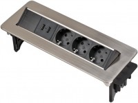 Tisch-Steckdosenleiste 3-fach (2m) silber/schwarz
