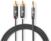 CATB22200GY20 Stereo-Audiokabel 3,5-mm-Stecker>2x Cinch-Stecker (2m) stahlgrau