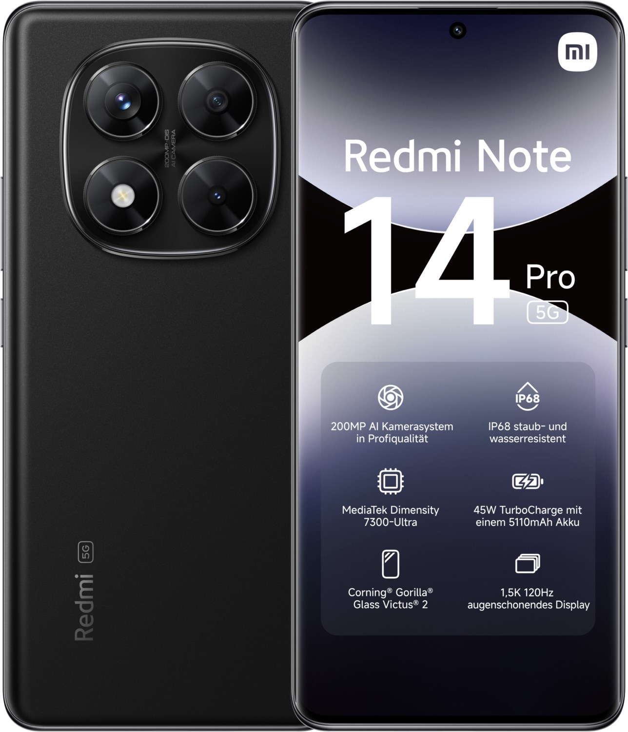 Redmi Note 14 Pro 5G (8GB+256GB) Smartphone midnight black