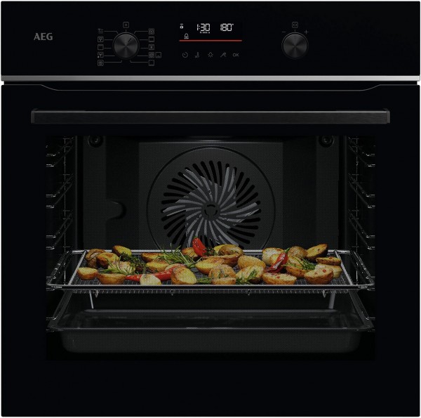 TS6PB53ZAB Einbaubackofen schwarz, 71 l, Pizza-Stufe, schnelles Vorheizen, Heißluftgrill, pyrolytische Selbstreinigung, 59,5 cm breit, A+, Serie 6000