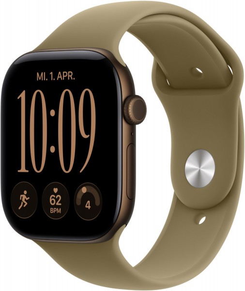 Apple Watch Series 12 (46mm) GPS Smartwatch Alu mit Sportarmband S/M dunkelbronze/oliv