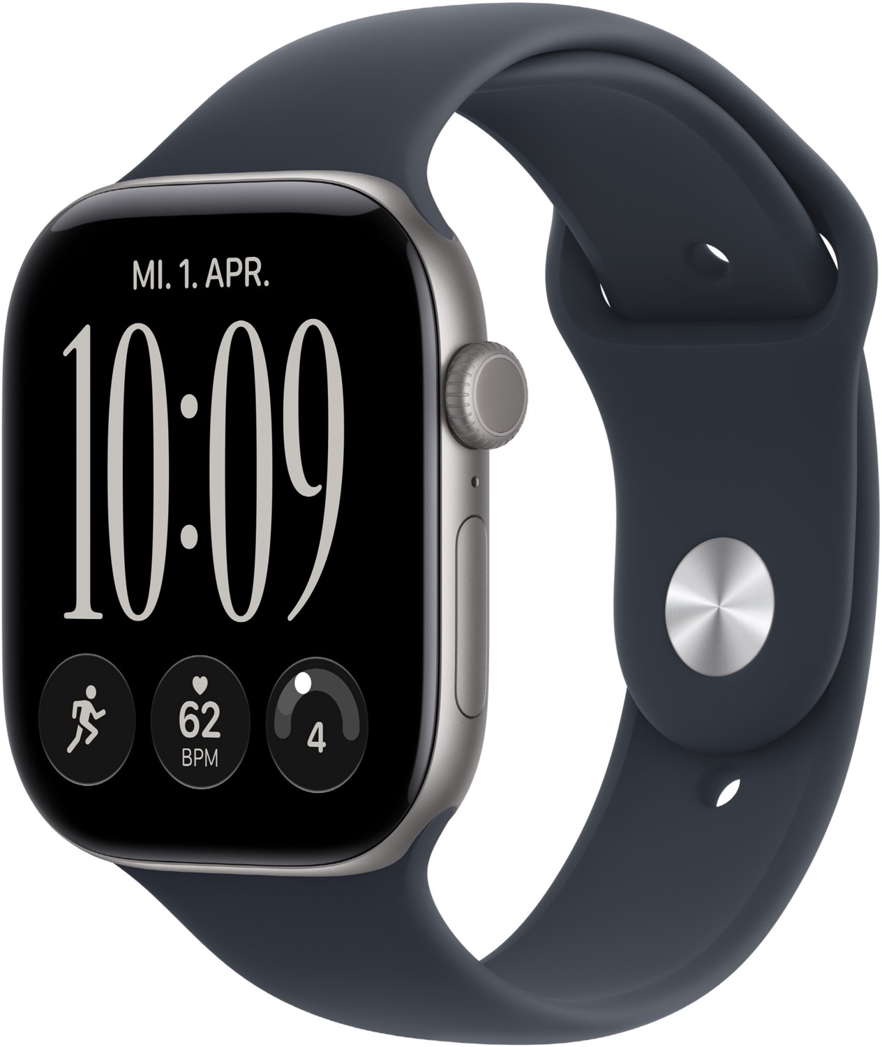Apple Watch Series 12 (46mm) GPS Smartwatch Alu mit Sportarmband S/M space grau/navyblau